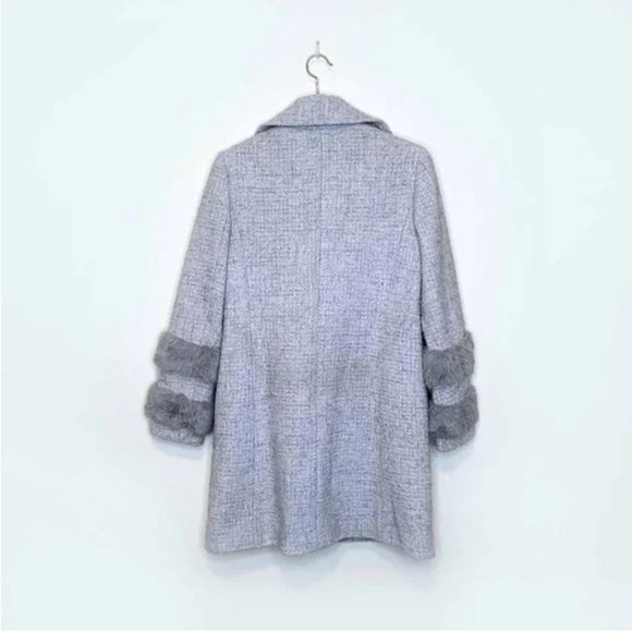 club monaco wool-blend boucle jacket with fur cuffs XS - Picture 3 of 6